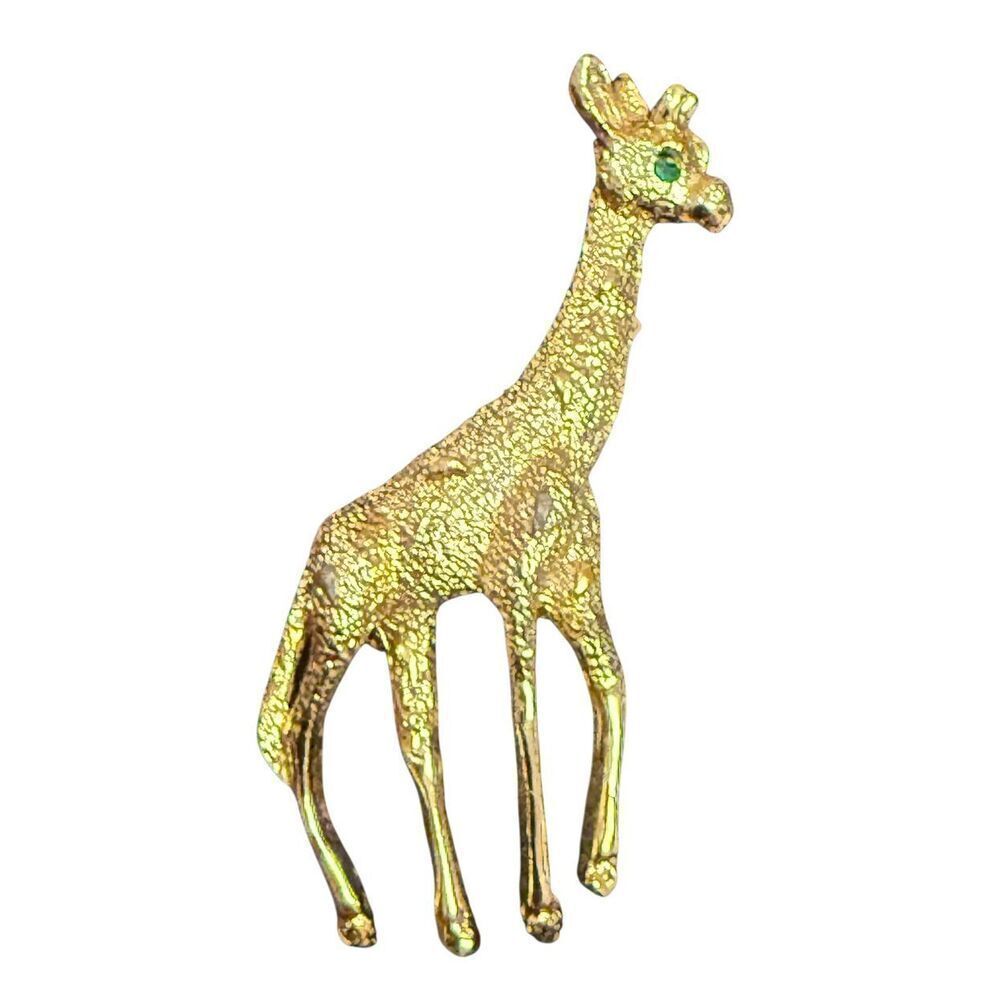 Giraffe Brooch Green Eye Jewel Vintage Wildlife